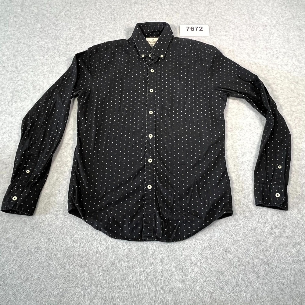 American Eagle Outfitters Shirt Mens XS Black Cotton Button Down Classic Fit